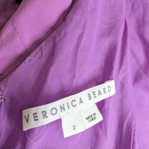 Veronica Beard Beilla One Shoulder Ruffle Cutout Maxi Dress in Vivid Orchid Sz 2 - Picture 16 of 17